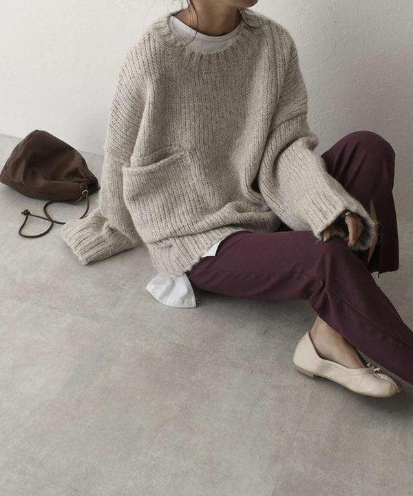 Carol | Chunky Knit Sweater with Crew Neck and Front Pockets