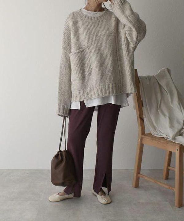 Carol | Chunky Knit Sweater with Crew Neck and Front Pockets