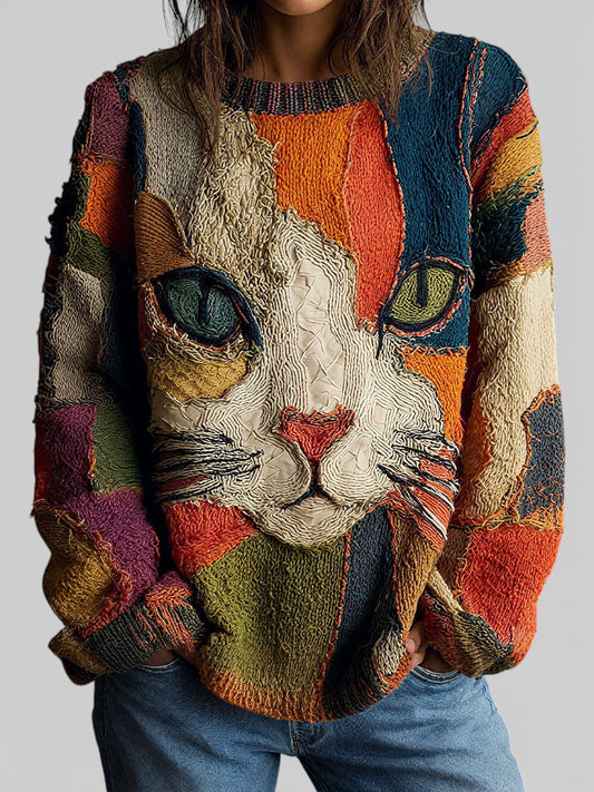Grace | Patchwork Sweater with Crew Neck and Long Sleeves