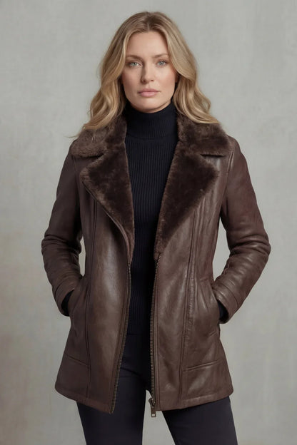 Women's Leather Jacket | Shearling Lined Brown
