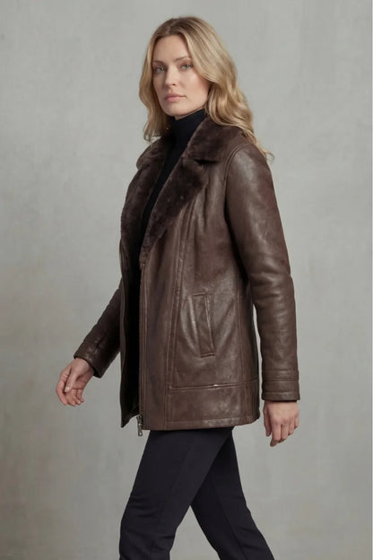 Women's Leather Jacket | Shearling Lined Brown