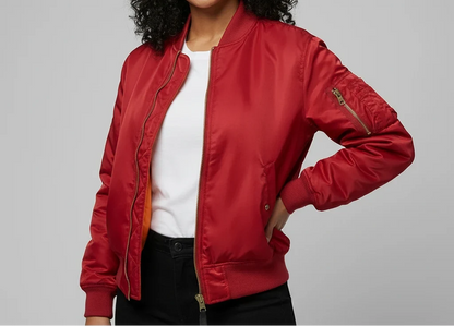Women's Starter Jacket | MA-1 Bomber Nylon Zip Pocket