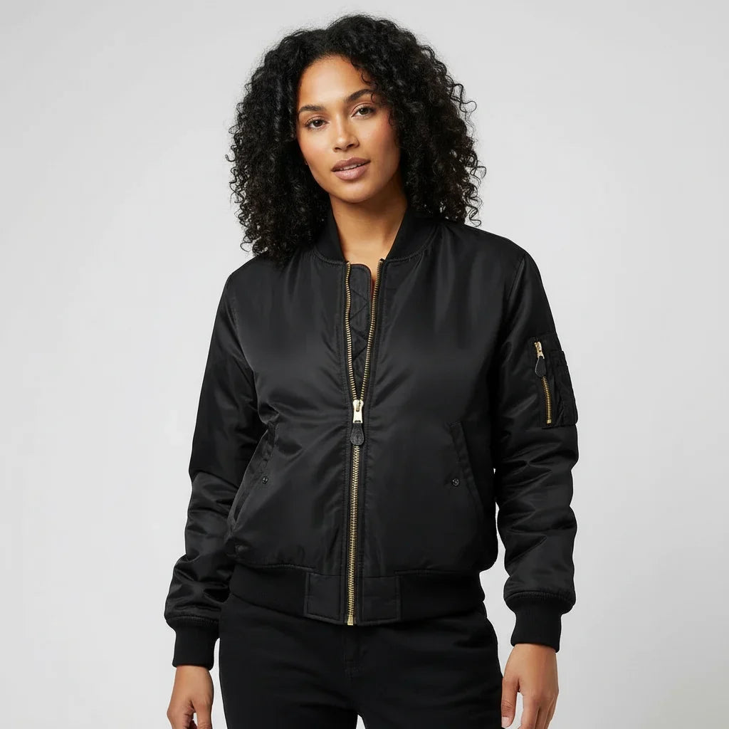Women's Starter Jacket | MA-1 Bomber Nylon Zip Pocket
