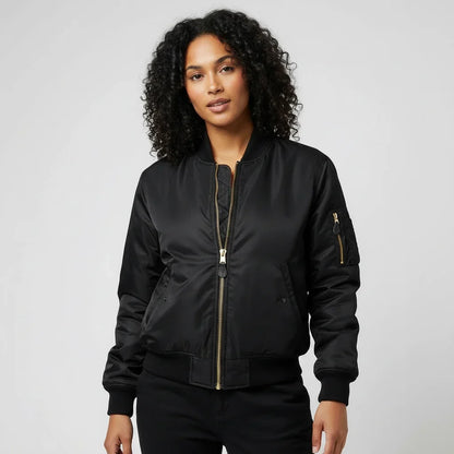 Women's Starter Jacket | MA-1 Bomber Nylon Zip Pocket