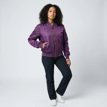 Women's Starter Jacket | MA-1 Bomber Nylon Zip Pocket