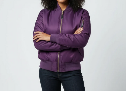 Women's Starter Jacket | MA-1 Bomber Nylon Zip Pocket