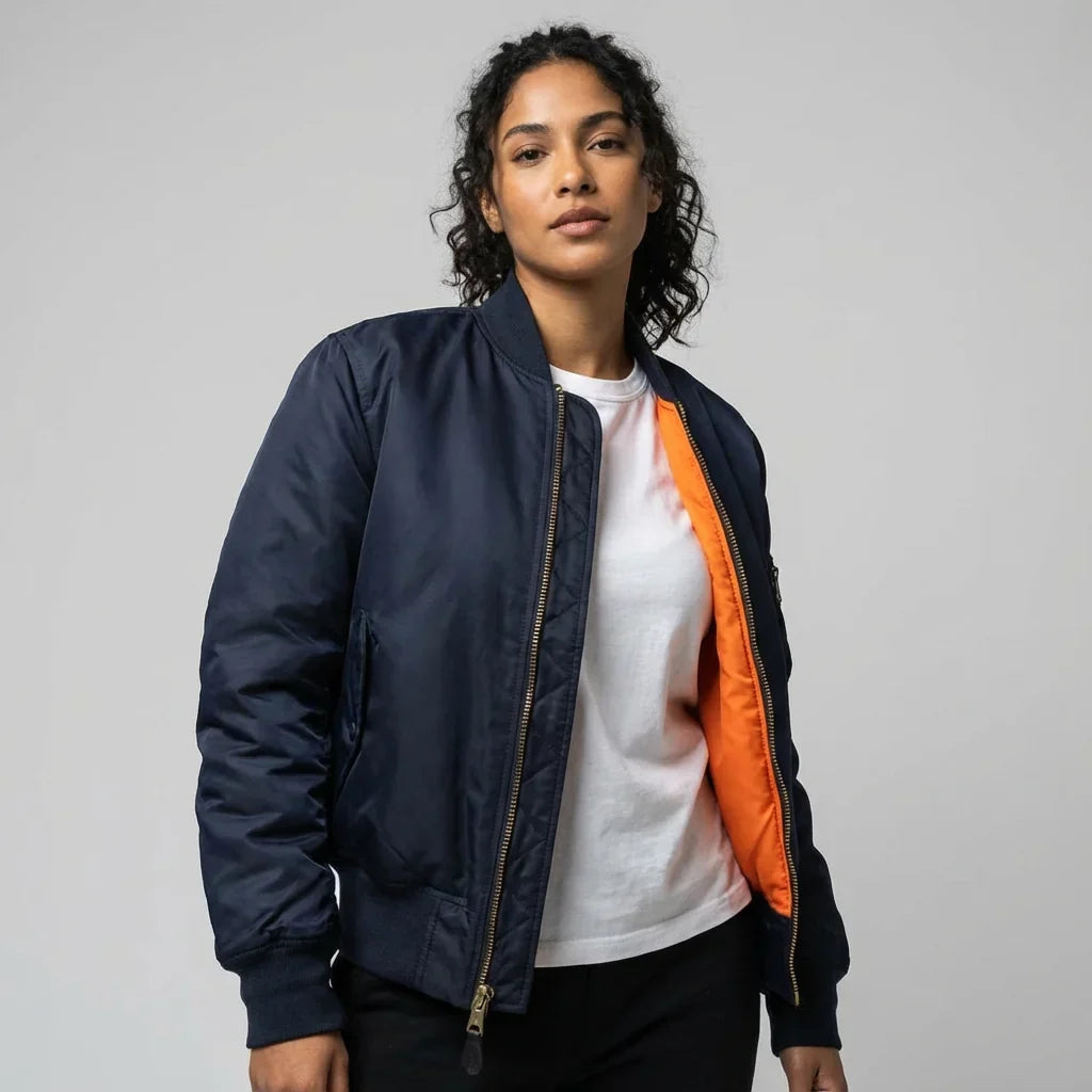 Women's Starter Jacket | MA-1 Bomber Nylon Zip Pocket
