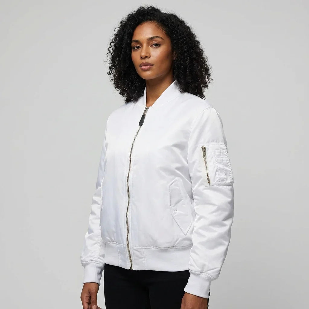 Women's Starter Jacket | MA-1 Bomber Nylon Zip Pocket