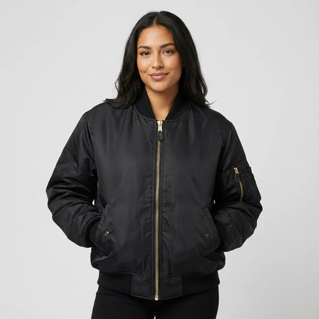 Women's Starter Jacket | MA-1 Bomber Nylon Zip Pocket