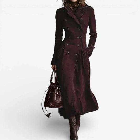 Women's Trench Coat | Double Breasted Suede Long Sleeve